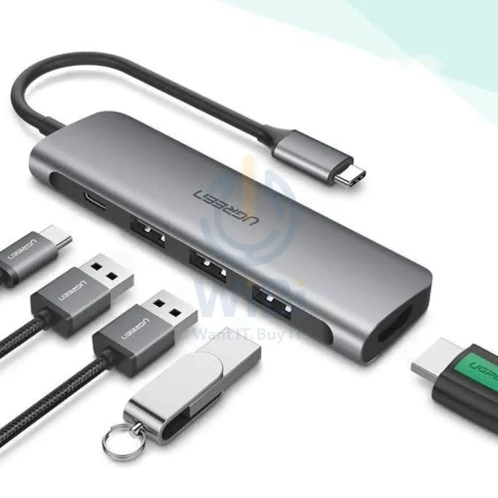 UGREEN USB Type C to HDMI 4K@30hz/1080p@60Hz + USB 3.0 * 3 + PD Power Converter (CM136 50209) Accessories > Cables &