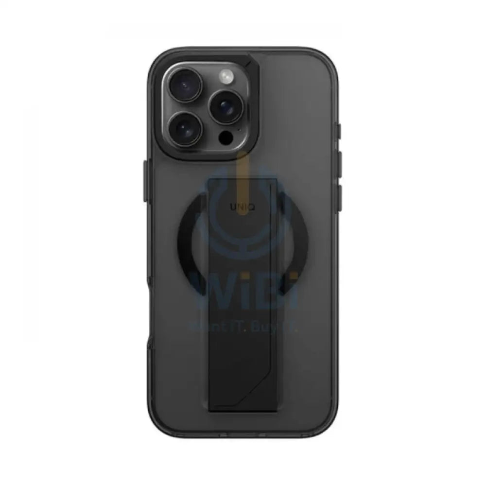 Uniq Hybrid Heldro Max Magclick With Camera Stand For Apple iPhone 16 Pro Vapour (Smoke) Accessories > Mobiles &