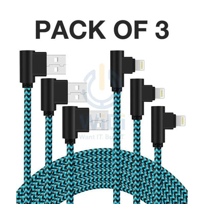 USB A to Lightning Charging Cable - Lightning / Blue / Pack of 3 - Cable