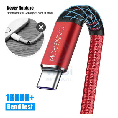 USB A to Type-C Charging Cable - Type-C / Pack of 3 / Red - Cable
