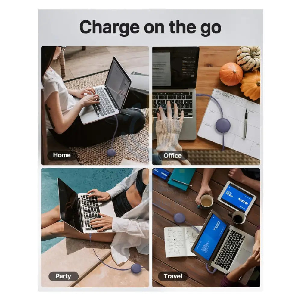 VOLTME Powerlink YoYo Dual-Way Retractable Cable - 1 Meter / 60W / USB-C / Navy Blue Accessories > Cables & Converters