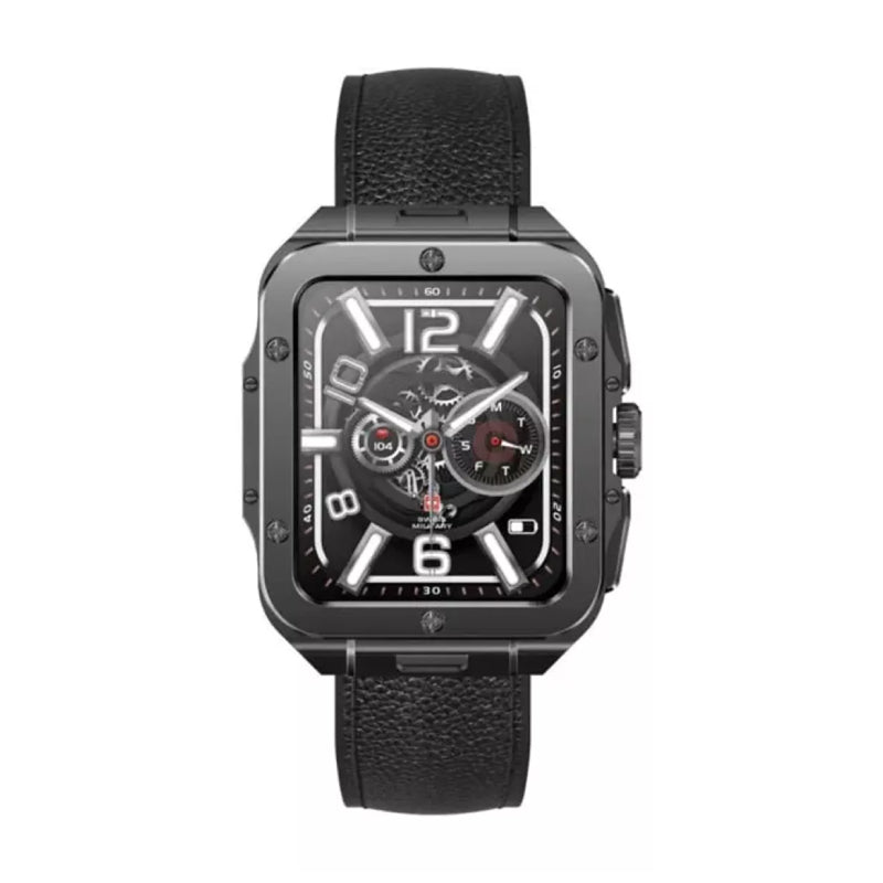 Swiss Military Smart Watch With Gun Metal Frame Black leather Strap