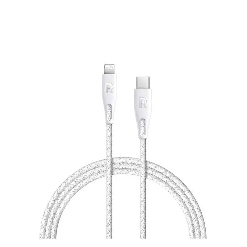 RAVPower Nylon Braided Type-C to Lightning Charging Cable - 0.3 Meter / White