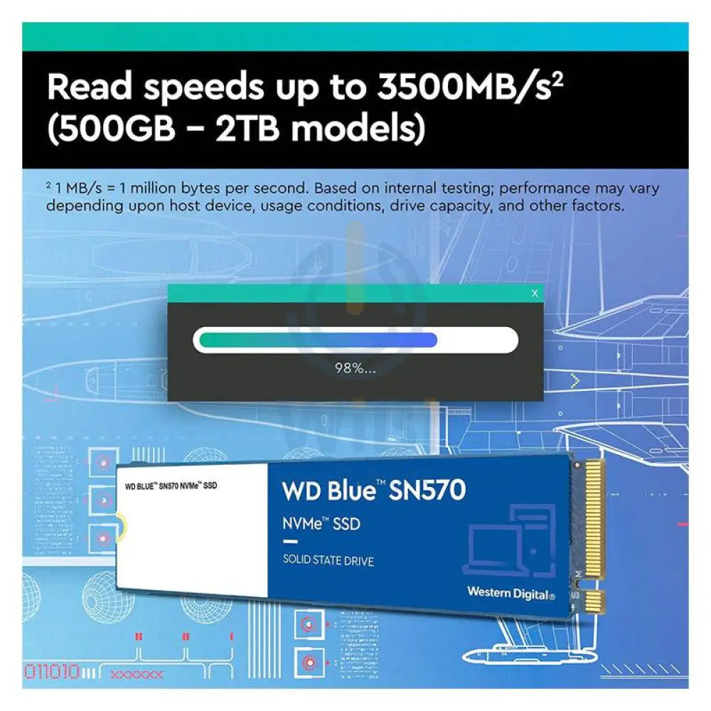 WD Blue SN570 NVMe SSD - 1TB / M.2 2280 / PCIe 3.0 - SSD (Solid State Drive)