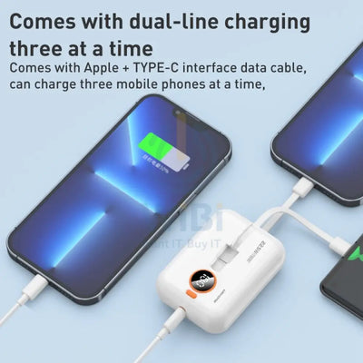 Wekome WP-261 10000mAh Mini Series 22.5W Fast Charge Power Bank with Cable - White Accessories > Power Bank