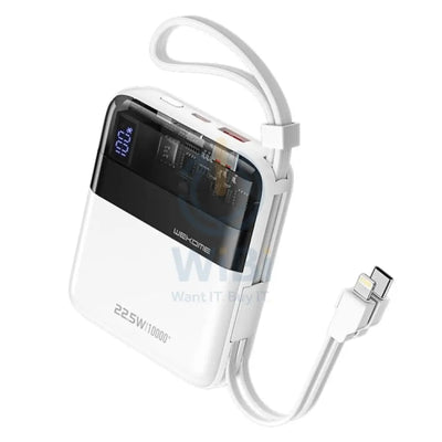 Wekome WP-309 10000mAh 22.5W Super Fast Charge Power Bank with Cable - White Accessories > Power Bank > Offer Zone