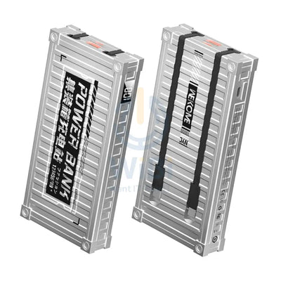 Wekome WP-339 10000mAh Container Series 22.5W Super Fast Charging Power Bank with Cable - Silver Accessories > Power