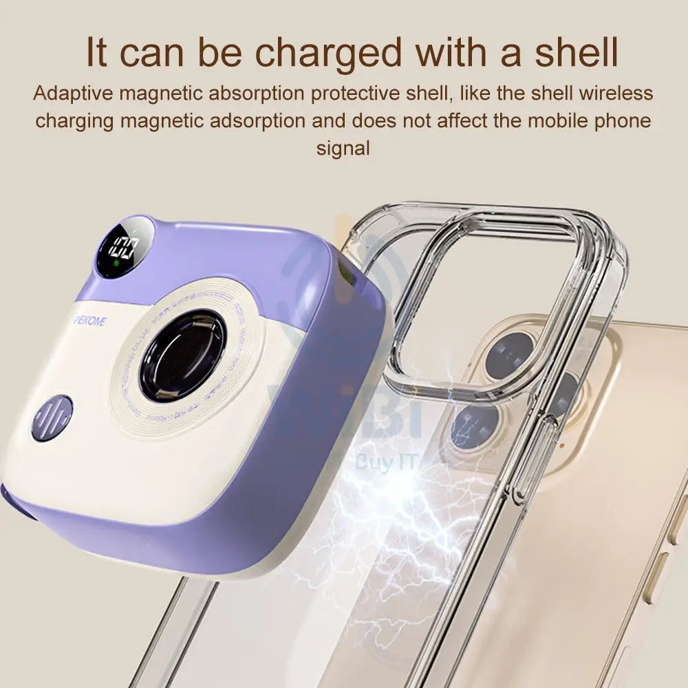 Wekome WP-365 Retro Series 10000mAh Camera 15W Magnetic Fast Charging Power Bank - purple & white Accessories > Power
