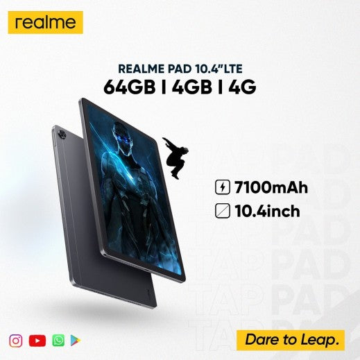 Realme Tab Pad LTE 4G 10.4 64GB / 4GB Ram Tablet – Gray Mobiles & Tablets > Tablets > Offer Zone