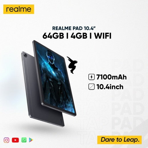 Realme Tab Pad Wi-Fi 10.4 64GB / 4GB Ram Tablet – Gray Mobiles & Tablets > Tablets