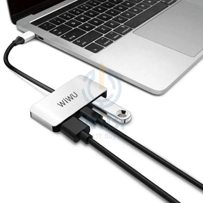 محول WiWU Alpha C2H عالي الدقة - USB 3.0 / Type-C / 4K HDMI / رمادي
