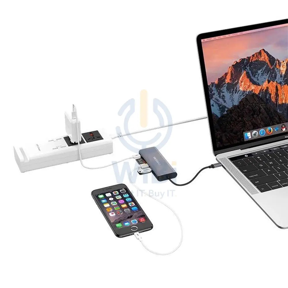 Wiwu Usb Type-C 6 In 1 Hub Aluminum Case For Macbook-H1 + Accessories > Power Adapters