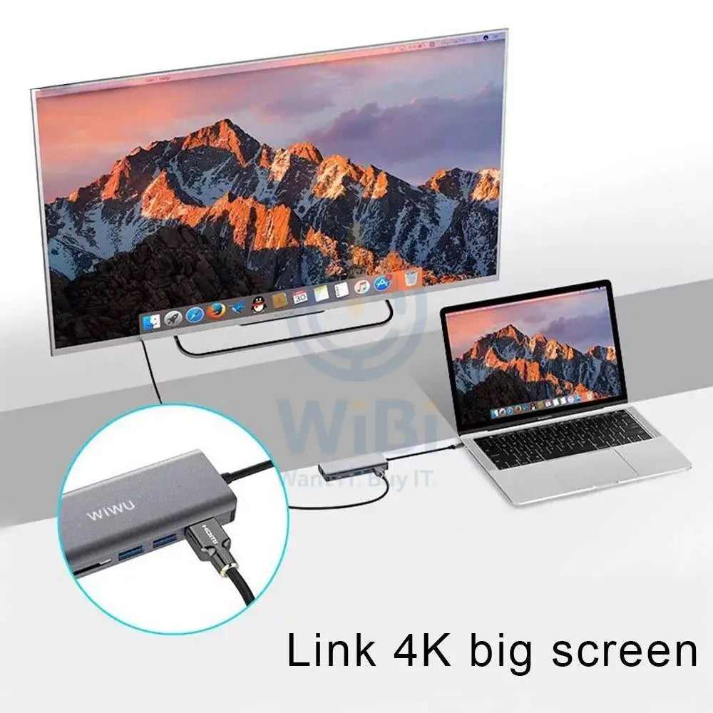 Wiwu Usb Type-C 6 In 1 Hub Aluminum Case For Macbook-H1 + Accessories > Power Adapters