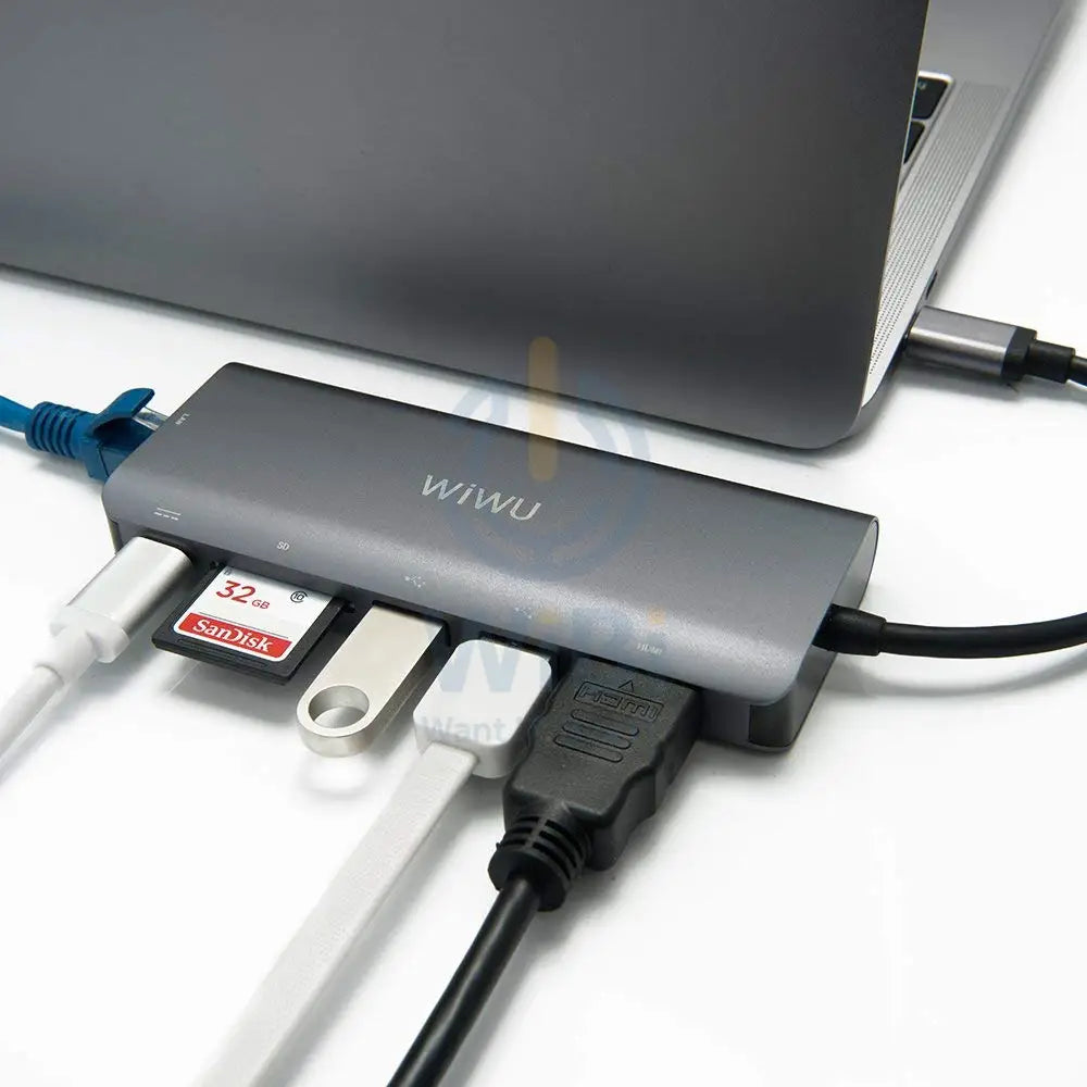 Wiwu Usb Type-C 6 In 1 Hub Aluminum Case For Macbook-H1 + Accessories > Power Adapters