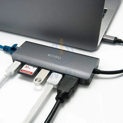 Wiwu Usb Type-C 6 In 1 Hub Aluminum Case For Macbook-H1 + Accessories > Power Adapters