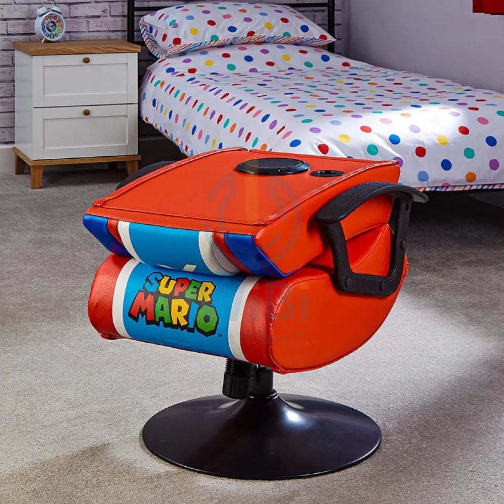 X-Rocker Nintendo Super Mario Pedestal Folding Chair with Built-In 2.1 Audio Gaming Chair Accessories > Chairs > Gaming