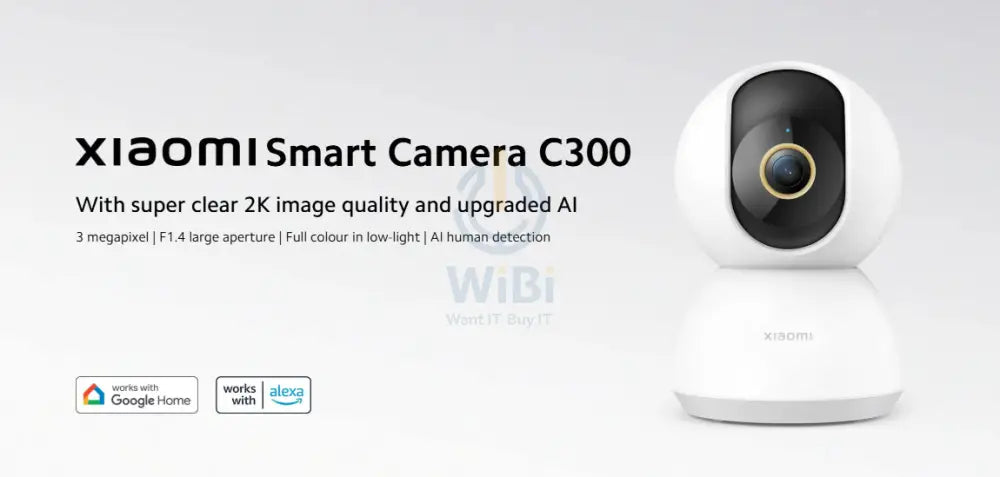 شاومي ذكي كاميرا C300 - 3MP / فتحة عدسة كبيرة F1.4 / اتصال داخلي ثنائي الاتجاه / كشف الإنسان بالذكاء الاصطناعي / أبيض كاميرات  الأمان