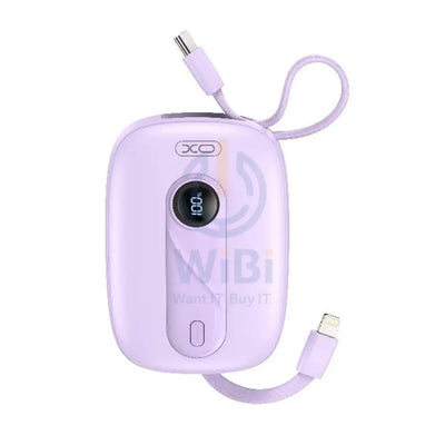 XO Mini Built-In-Cable Power Bank - 10,000mAh / 22.5W / Pink Accessories > Power Bank