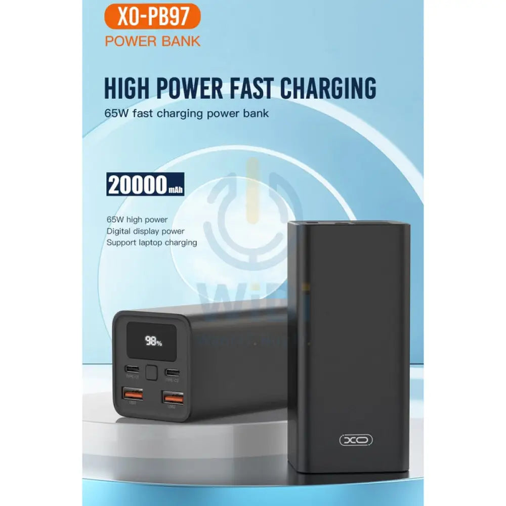 XO PB97 Power Bank - 20000mAh / 65W / USB Type-C / USB Type-A Accessories > Power Bank