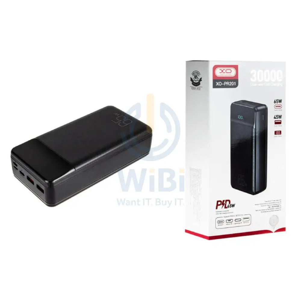 XO PR201 Power Bank - 30000mAh / 65W / USB Type-C / USB Type-A Accessories > Power Bank