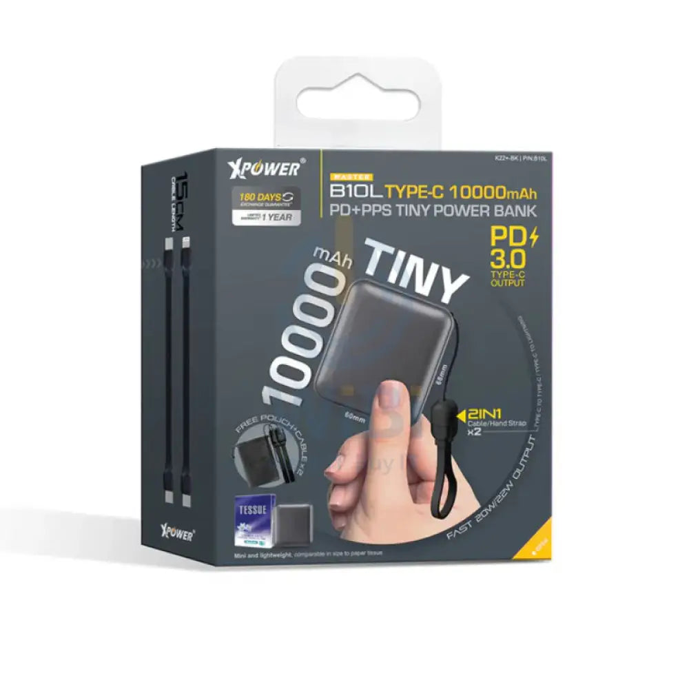 Xpower B10L Tiny Power Bank - 10000mAh / 20W / Black Accessories > Power Bank