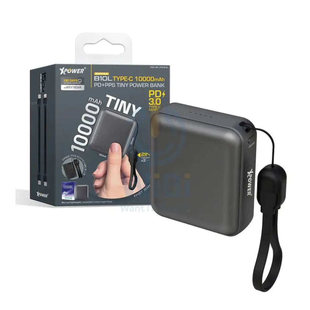 Xpower B10L Tiny Power Bank - 10000mAh / 20W / Black Accessories > Power Bank