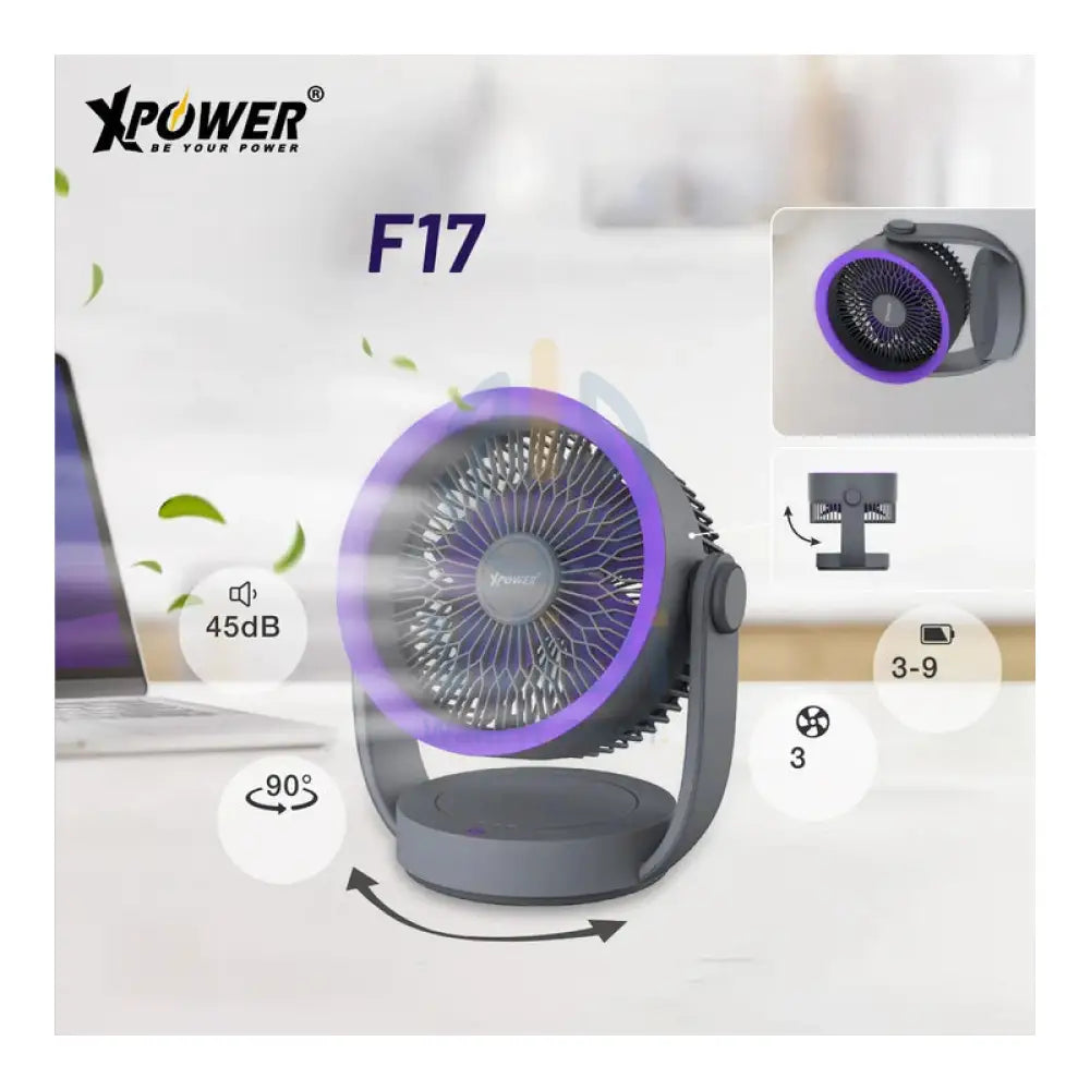 Xpower F17 Portable Desktop Circulation Fan - Grey Accessories > Smart Devices