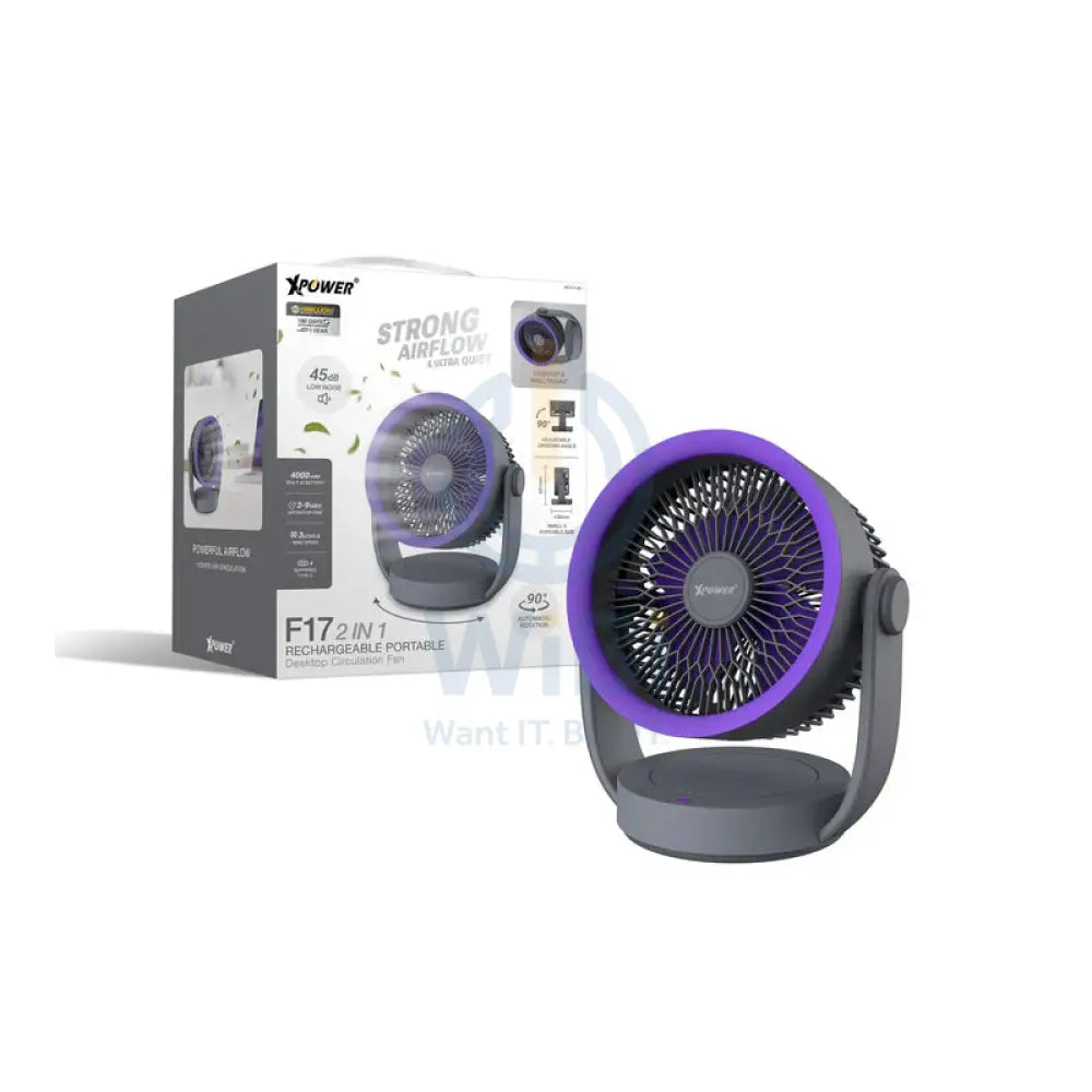 Xpower F17 Portable Desktop Circulation Fan - Grey Accessories > Smart Devices