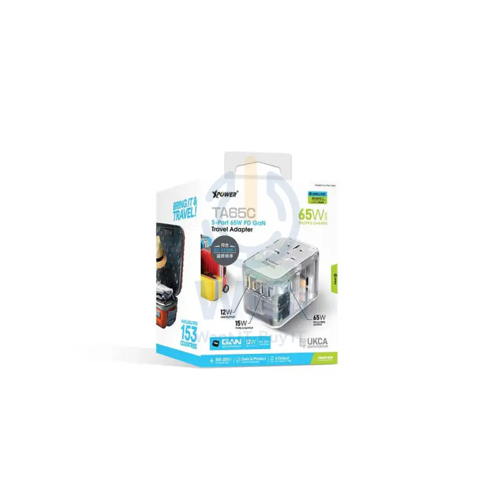 XPower TA65C 5 Ports Gan PD Travel Adapter - 65W / Transparent Accessories > Power Adapters