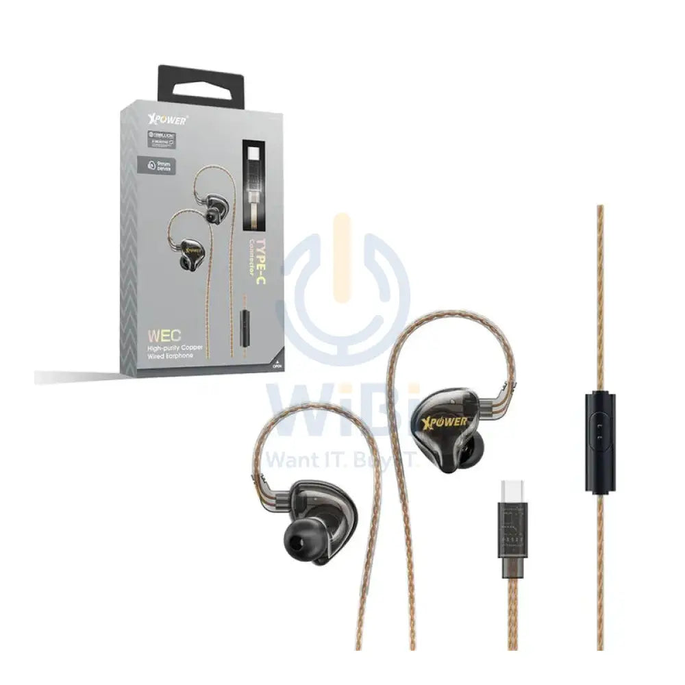 XPower WEC Wired Earphone With Mic - Type-C / 1 Meter / Black Accessories > Audio > Headphones