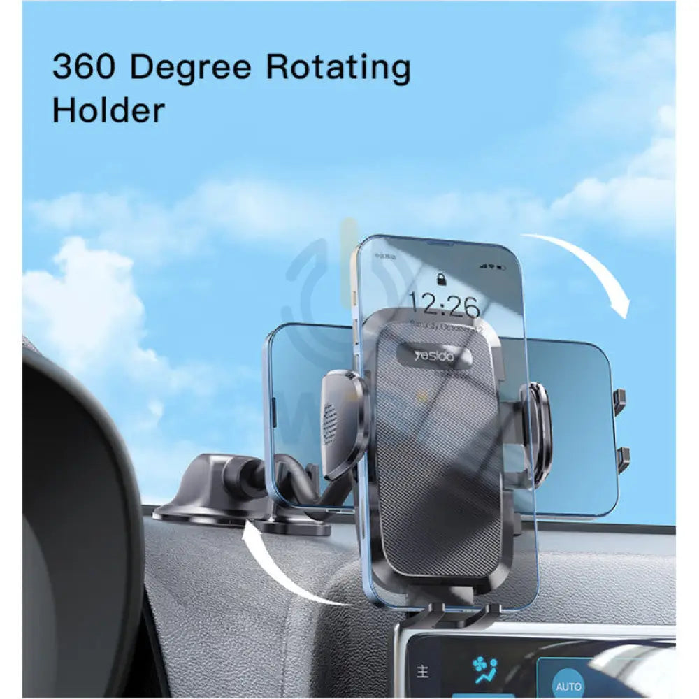 Yesido C140 Windshield / dashboard Mobile Phone Holder - Black Accessories > Mobiles & Tablets > Mobiles > Mobile