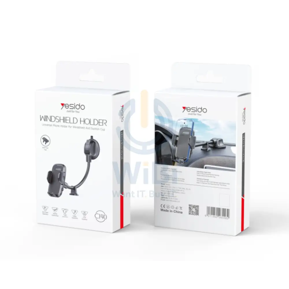 Yesido C140 Windshield / dashboard Mobile Phone Holder - Black Accessories > Mobiles & Tablets > Mobiles > Mobile