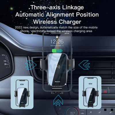 Yesido C186 15W Wireless Charging Phone Holder - Black Accessories > Mobiles & Tablets > Mobiles > Mobile Holder