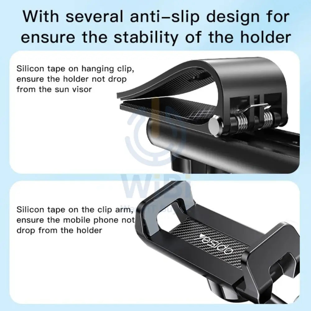 Yesido C194 Sun Visor Universal Mobile Holder - Black Accessories > Mobiles & Tablets > Mobiles > Mobile Holder / Stands