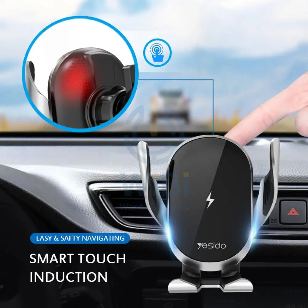 Yesido C78 Automatic Clamping Car Wireless Charger - Black