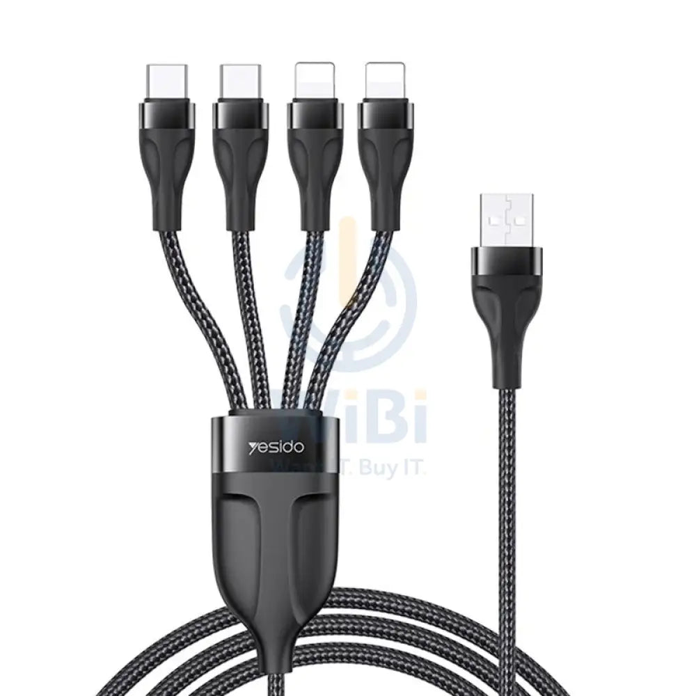 Yesido CA111 4 in 1 Wire Mobile Phone Charger Data Cable - 1.2M / USB / Type-C - Black Accessories > Cables &