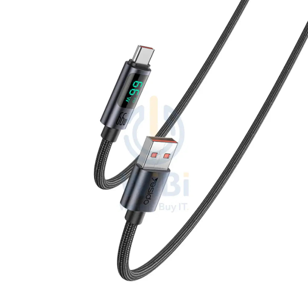 Yesido CA122 LED Indicator Nylon Braided Data Cable - 1.2M / USB / Type-C - Black Accessories > Cables & Converters >