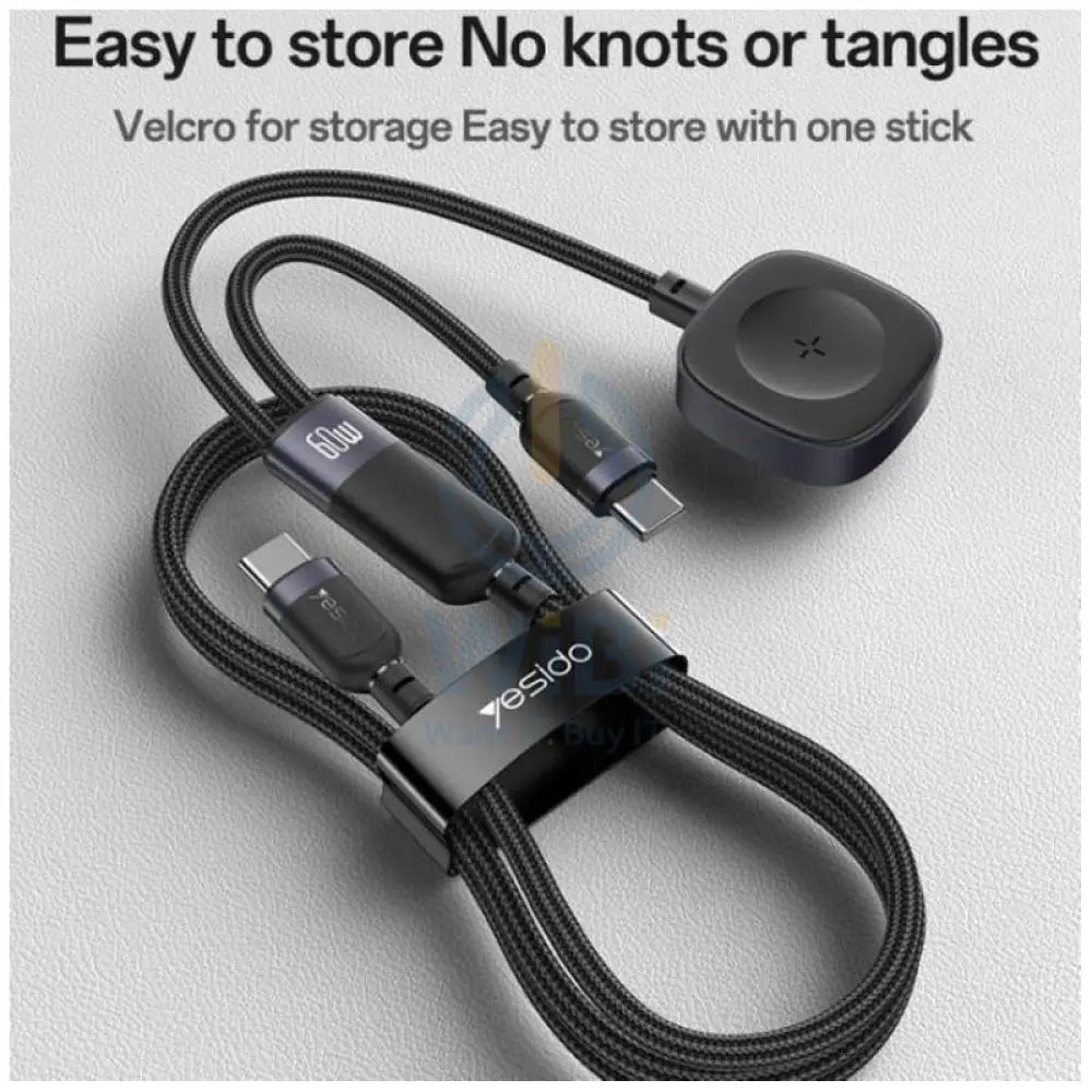 Yesido CA136C 2-in-1 Charging Cable - 1.2 Meter / USB-C / iWatch - Black Accessories > Cables & Converters > Cables