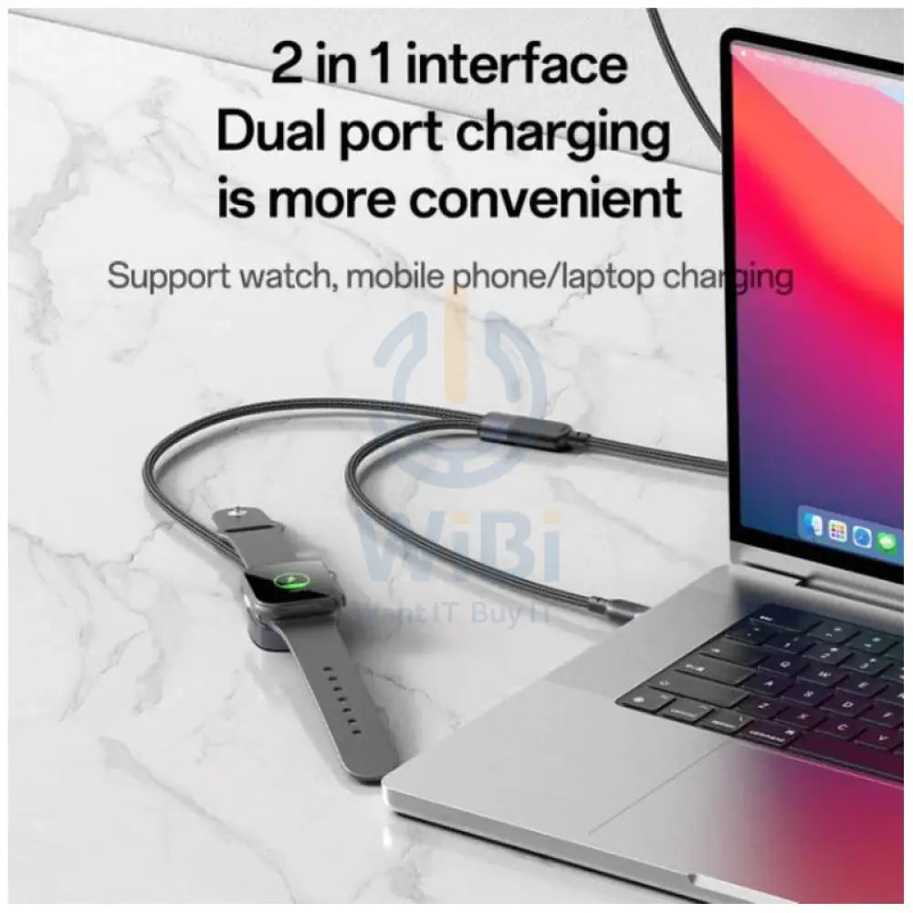 Yesido CA136C 2-in-1 Charging Cable - 1.2 Meter / USB-C / iWatch - Black Accessories > Cables & Converters > Cables