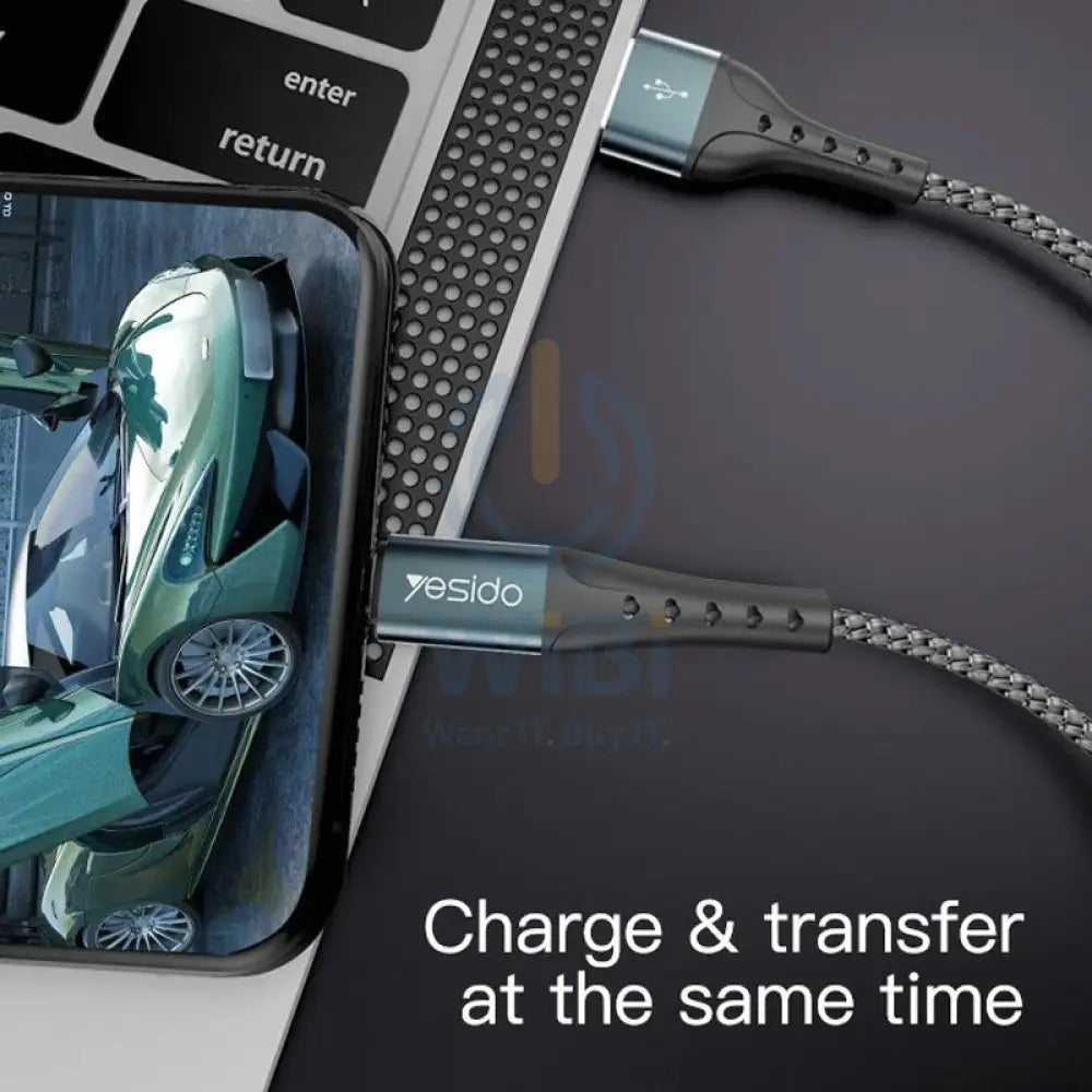Yesido CA63 Aluminum Alloy Nylon Braided Fast Charging Data Cable - 2M / USB / Micro - Black Accessories > Cables &