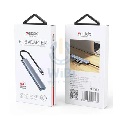 Yesido HB17 4 in 1 Multifunctional Docking Station HUB Adapter - USB-C / Type-C - Gray Accessories > Cables &