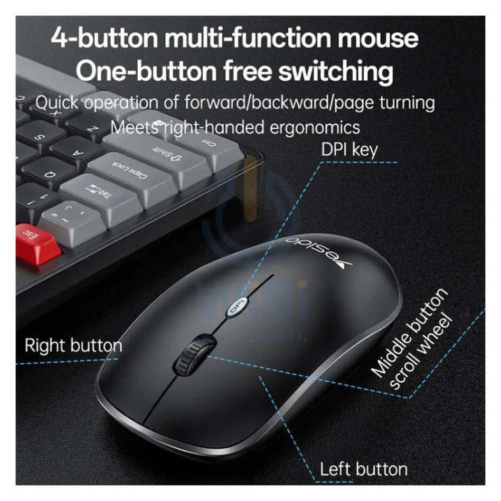 مجموعة يسيدو KB43 لاسلكي  مجموعةلوحة مفاتيح  ماوس - 24جي / 10M / فوق  1600 نقطة في البوصة / العربية - أسود اكسسوارات > لوحة مفاتيح  و