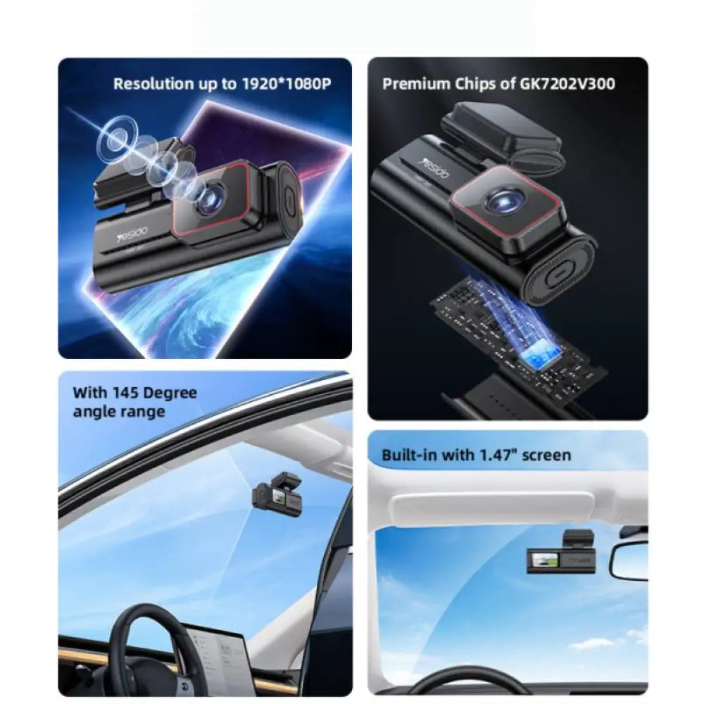 Yesido KM21 Dash Cam Front Way Car Driving Recorder - 1.47’’ IPS / Wi-Fi - Black Cameras > Security Cameras