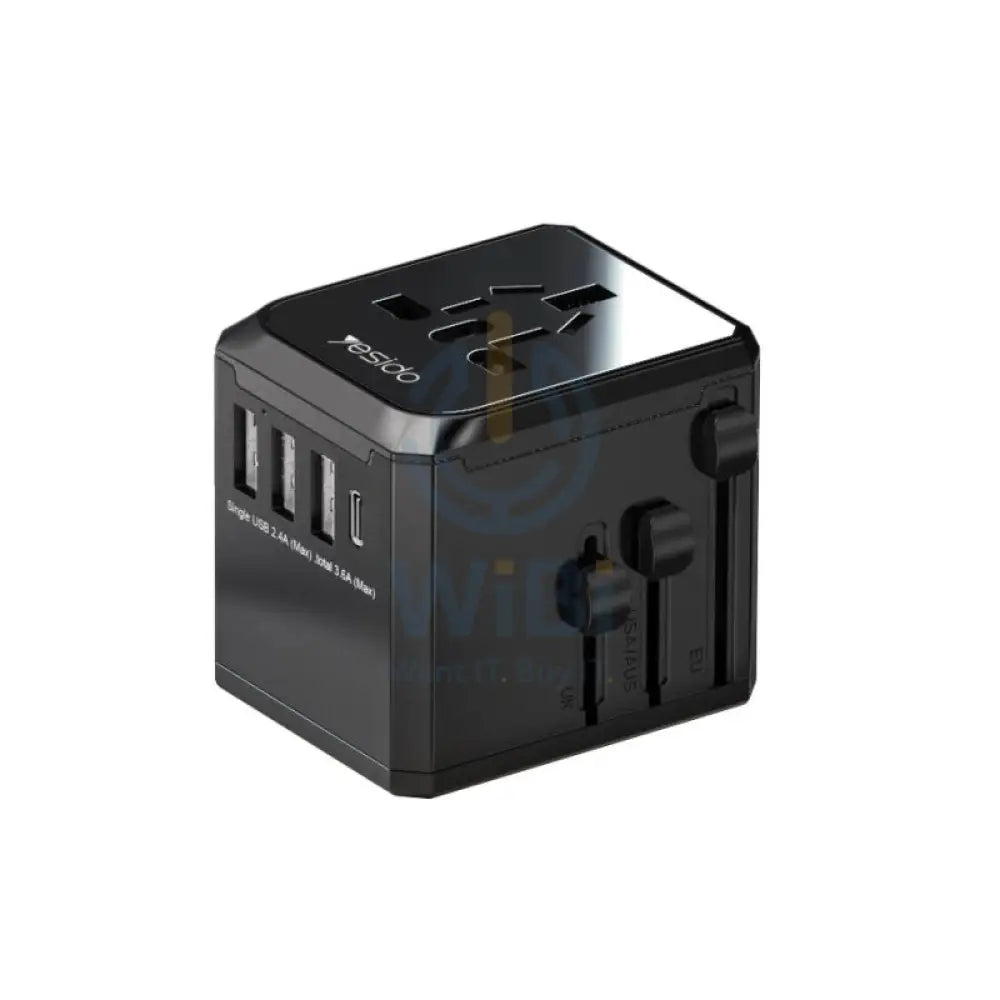 Yesido MC10 4 USB & Universal Charger Plug Adapter - Black Accessories > Power Adapters