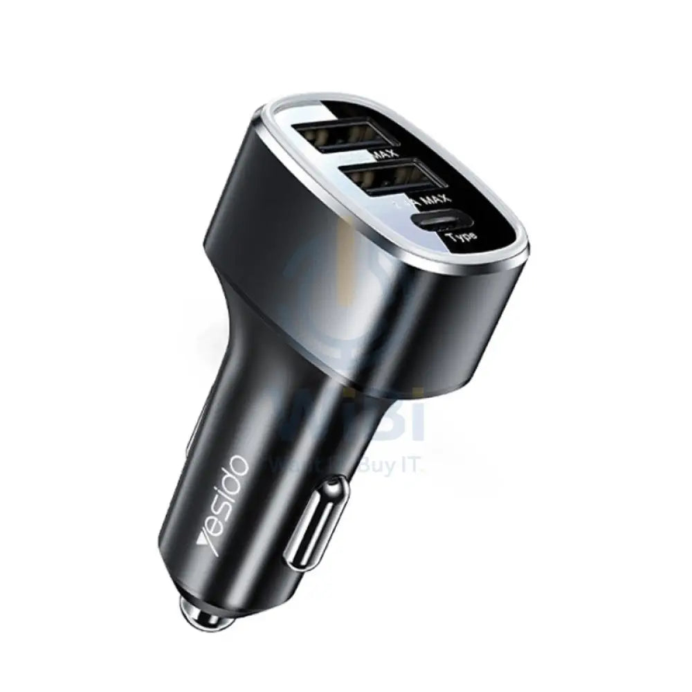Yesido Y47 3 Ports Fast Charging Car Charger - USB / Type-C - Black Accessories > Mobiles & Tablets > Mobiles > Car
