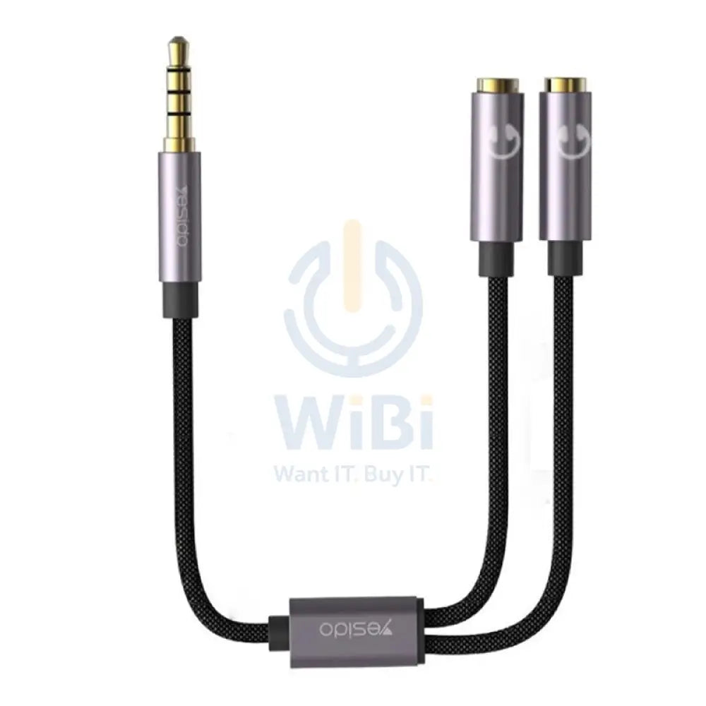 Yesido YAU-29 Audio Splitter - 1x 3.5mm Female / 2x 3.5mm Male / Black
