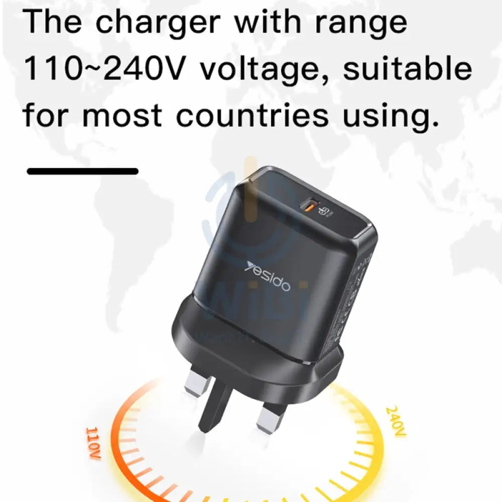 Yesido YC29 PD25W Fast Travel Charger - 25W / Lighting / Type-C - Black Accessories > Mobiles & Tablets > Mobiles > Car