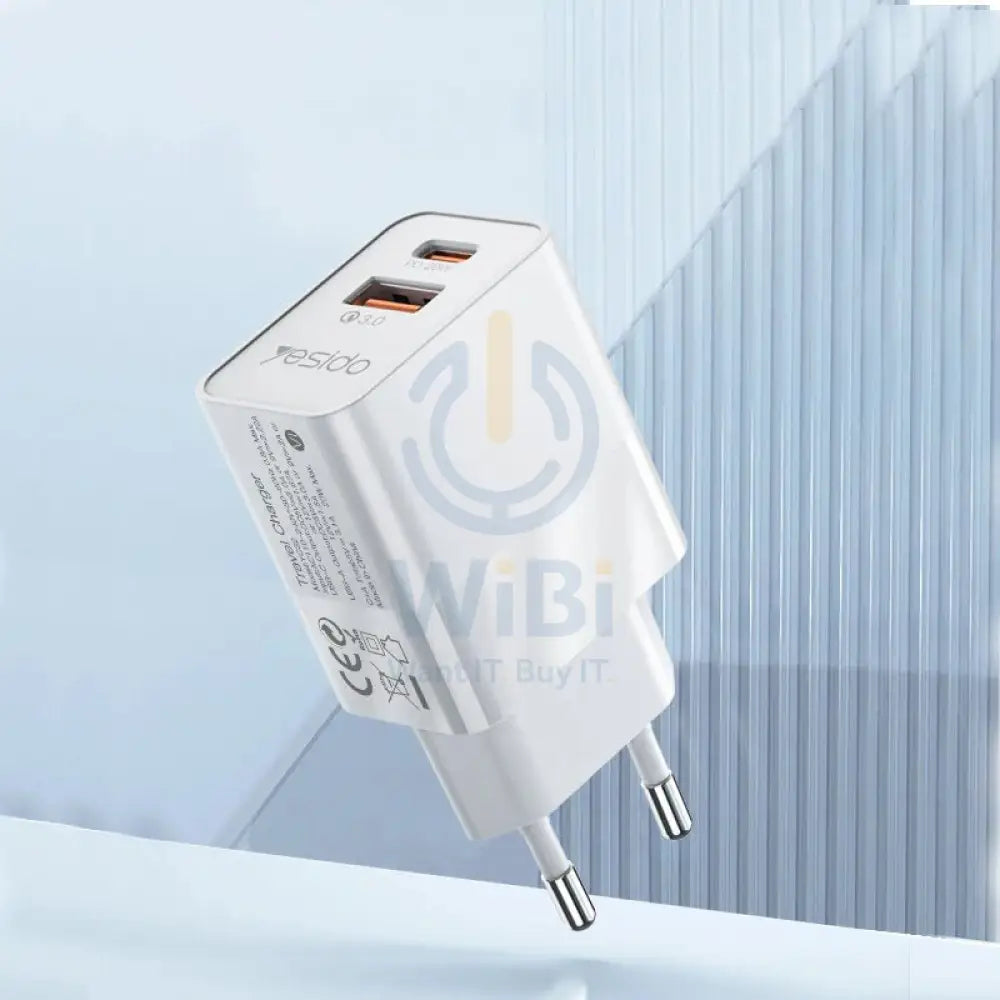 Yesido YC32 Power Adapter - Dual Port / QC3.0 / White