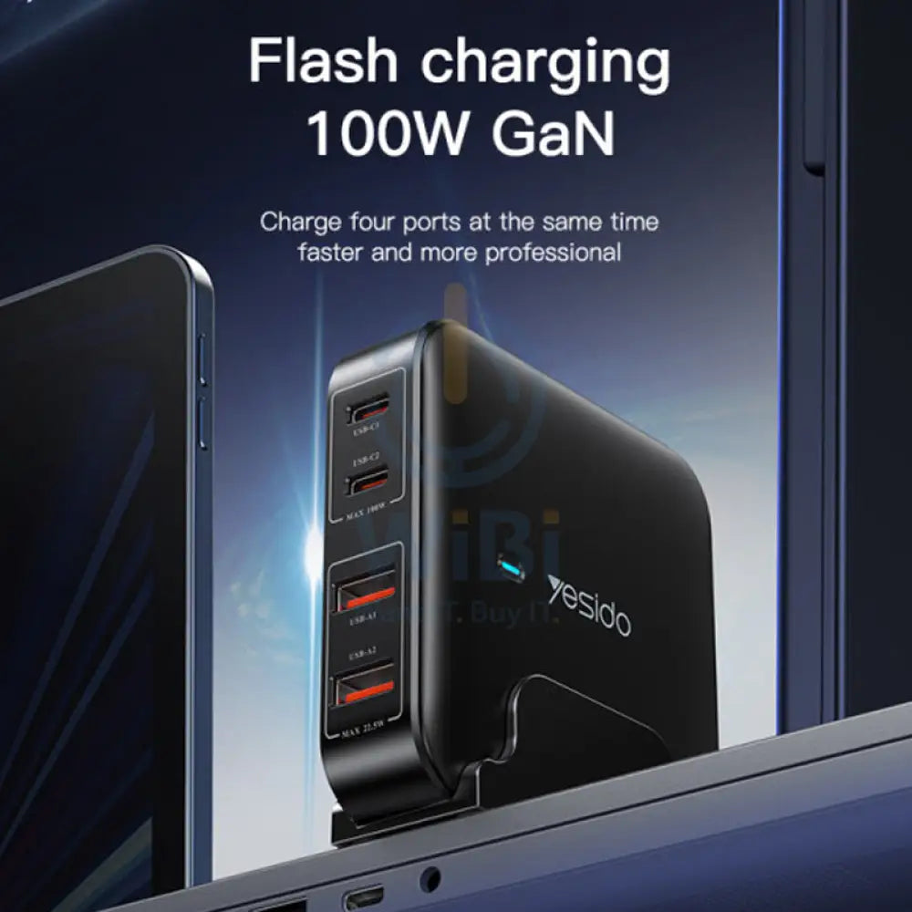 Yesido YC41 GaN Fast Charging Charger - 100W / USB / Type-C - Black Accessories > Mobiles & Tablets > Mobiles > Car