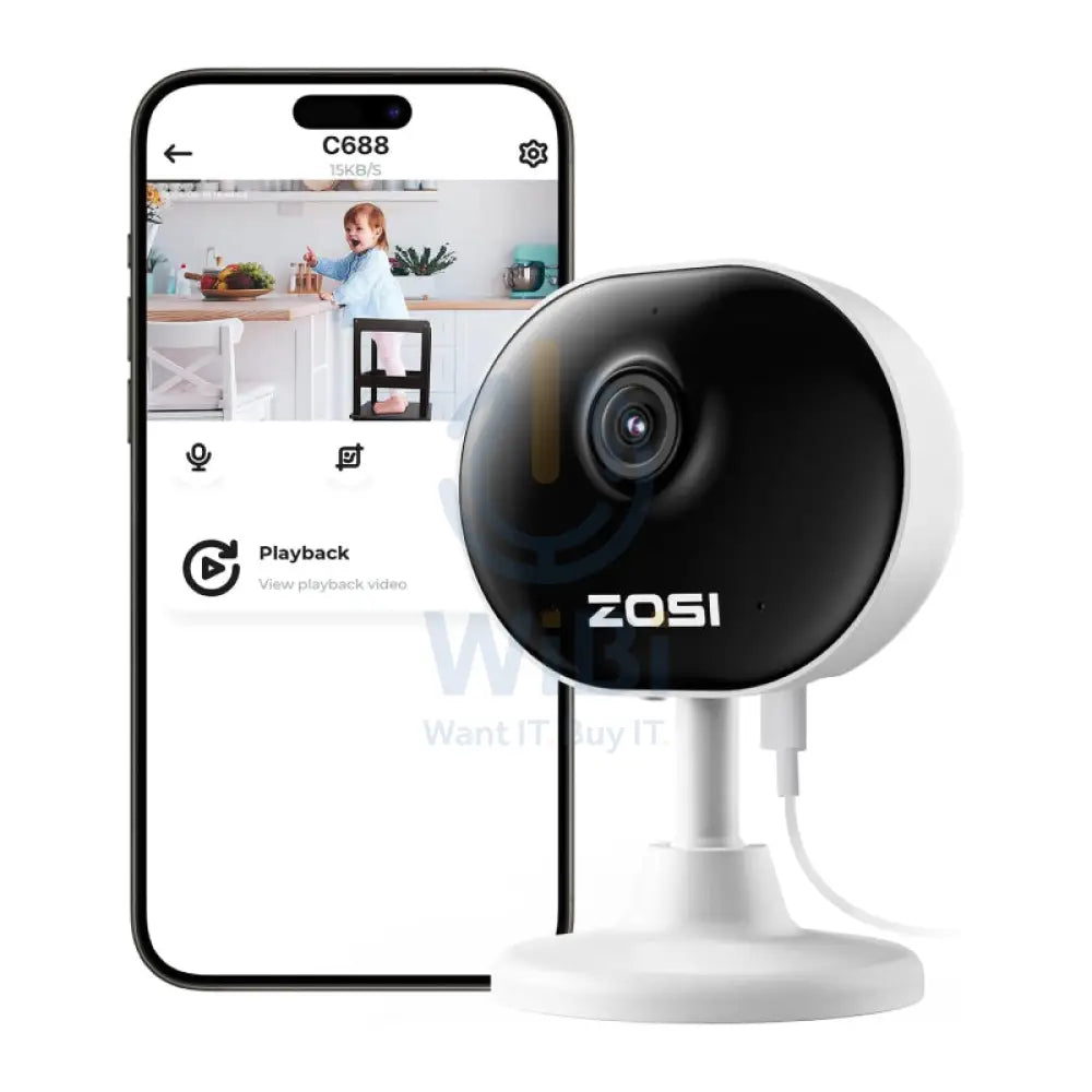 ZOSI C688 Indoor Wi-Fi Camera with AI Motion Detection - 2.0MP / Two-Way Audio Cameras > Security Cameras